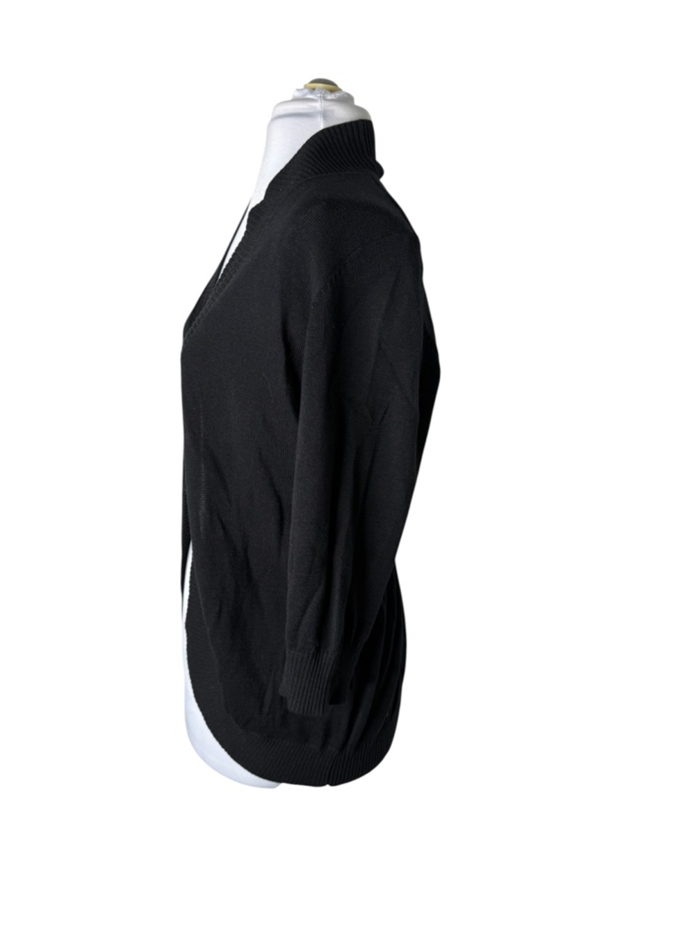 Verve Ami Open Front Gathered Back Waist 3/4 Sleeve Black Cardigan Size L - Picture 2 of 6